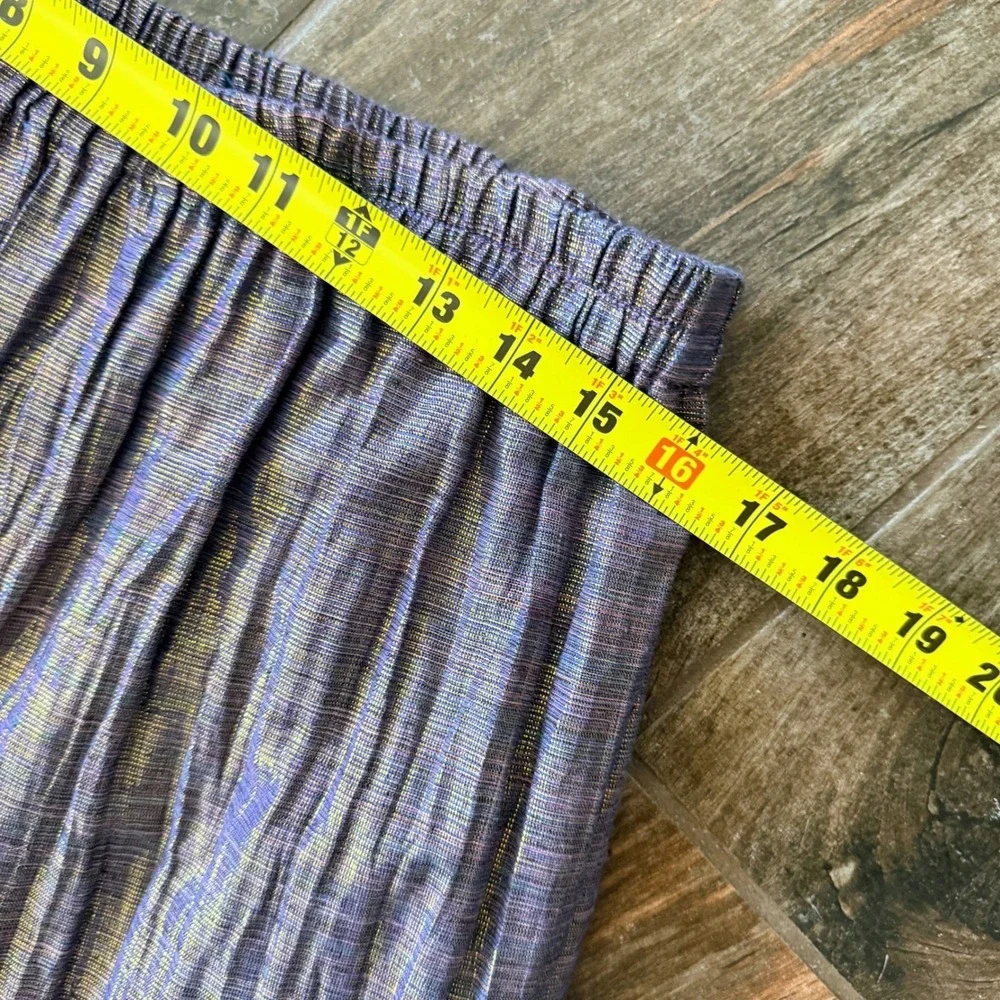 Alfredos Wife Vintage Boho Iridescent‎ Shimmer Tiered Maxi Skirt, Purple, M